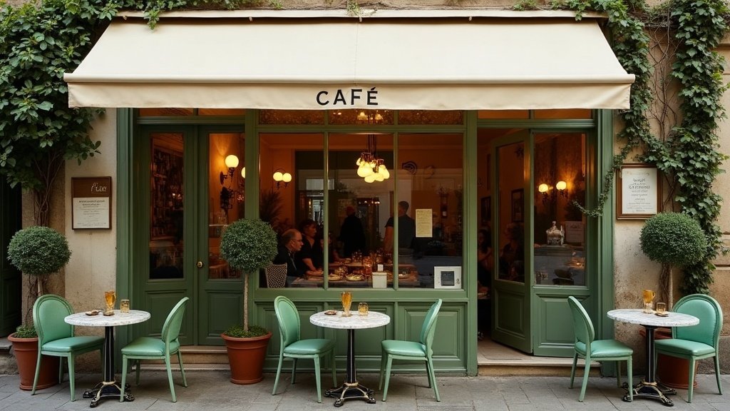 The Amour Café front on a quiet street