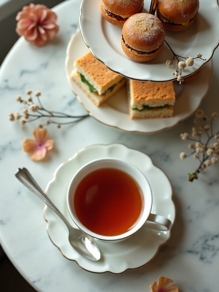Afternoon tea — tiered stand and porcelain